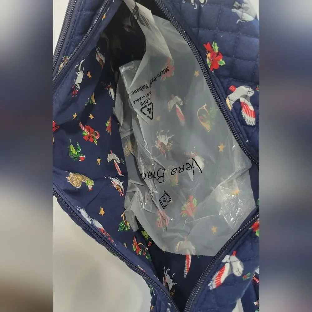 Vera Bradley Navy Blue Quilted Snow Globe Motifs Sling Backpack